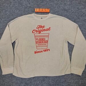 Nissin Cup Noodles Long Sleeve Thermal Shirt with red graphic. Size XL.